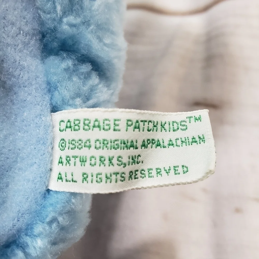 Cabbage Patch Kids Blue Plush Slippers Boy Head 1984 Youth 13 Slip On Bootie